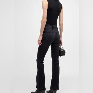 MOTHER "The Weekender Fray" flared-leg jeans in black denim size 28